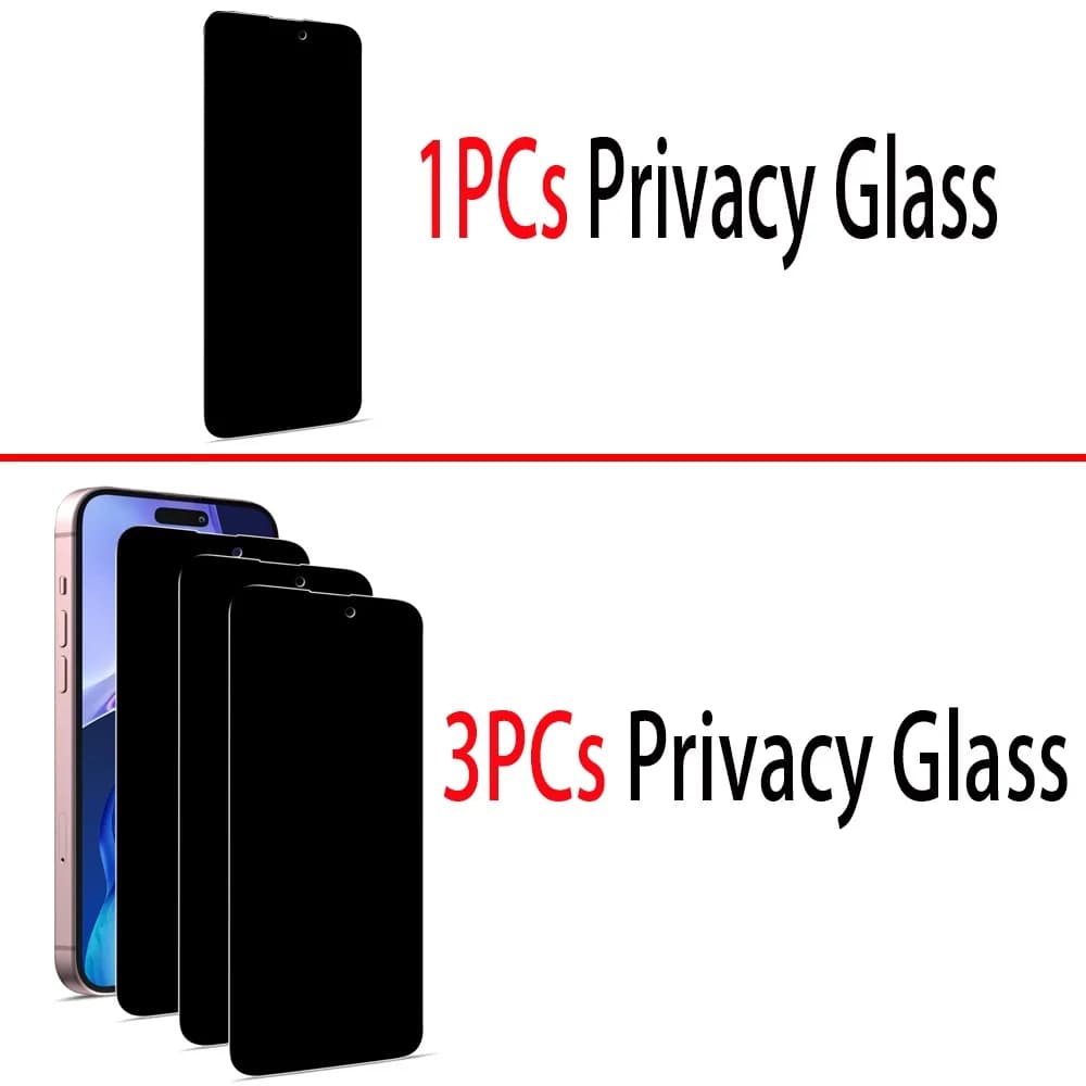 1~3PCS Anti Spy Tempered Glass For iPhone 17 17e 16e 16 15 Pro Max Privacy Screen Protector iPhone 15 14 Plus 13 12 11 Pro Max Antiespia Pelicula de Cristal Templado iPhone 17 Pro Max anti-peeping Protective Film - 2
