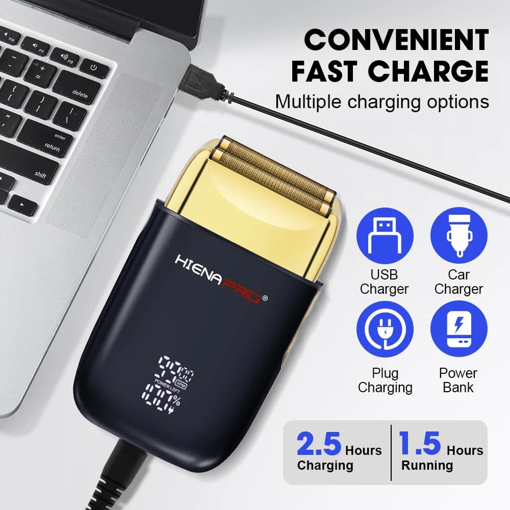 HIENA shaving machine men Electric shaver Hair clipper Rechargeable Metal Housing Pro Electric Shaver For Men Electric home - 4