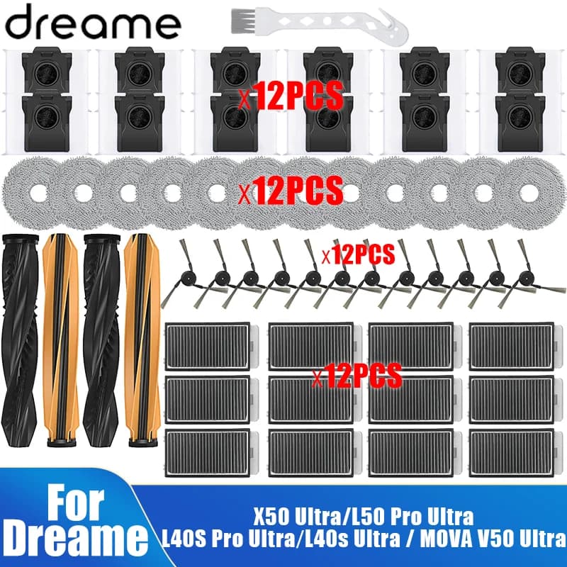 Dreame X50 Ultra /X50 Master/L50 Pro Ultra/L40S Pro Ultra Spare Part, Main Side Brush Filter Mop Cloth Bag Replacement Part