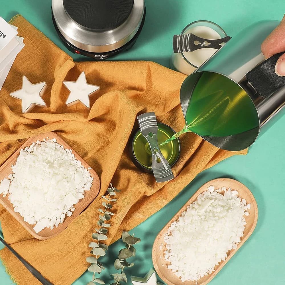 مجموعة كاملة لصنع الشموع العطرية، أدوات صنع الشموع، ملصقات، وعاء صهر الشمع من الفولاذ المقاوم للصدأ - 3