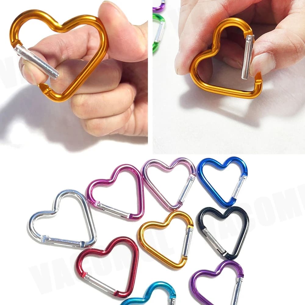 على شكل قلب حلقة تسلق من الألومنيوم المفاتيح كليب أدوات في الهواء الطلق زجاجة ماء كيرينغ هوك تسلق التخييم طقم السفر هوك ملحق