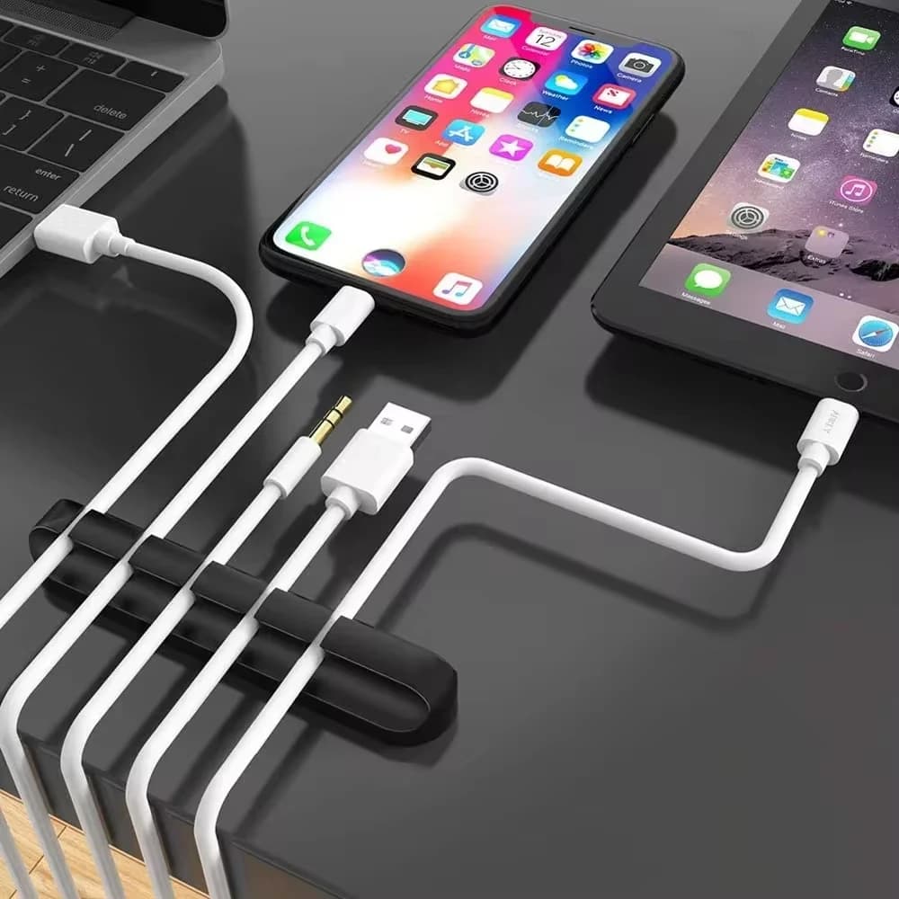 NNBILI 1/3/5/7Hole Cable Cord Wire Organizer Silicone USB Cable Winder Management Clips Self Adhesive for Mouse Keyboard Headset - 6