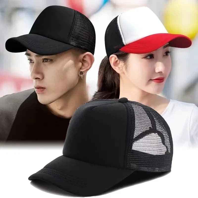 Unisex Cheaper 5 Panel Trucker Hat For Adult Summer Net Baseball Cap Men Women Blank Mesh Adjustable Sun Hat Visor - 2