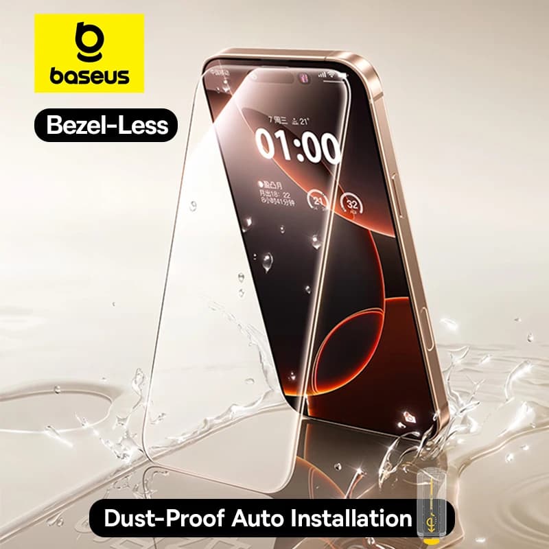 Baseus Full-View 0.3mm Tempered Glass For iPhone 17 16 Pro Max Screen Protector For iPhone 17 Air 15 14 13 Pro Max Dust Proof