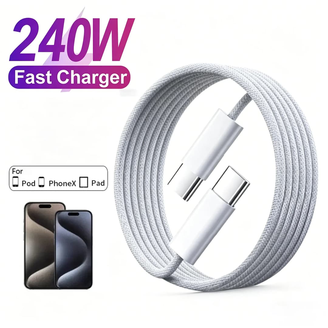 كابل شحن سريع من النوع C إلى النوع C 1-3 قطع لهاتف iPhone 16 و15 Pro Max Plus وXiaomi وSamsung وHuawei كابل بيانات USB C