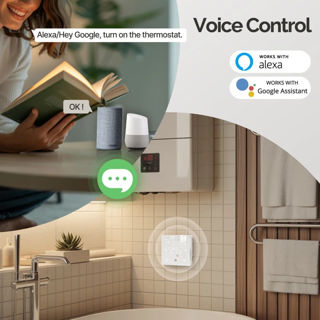 MOES Tuya ترموستات ذكي يعمل بـ WiFi/ZigBee منظم حرارة يعمل بالبطارية جهاز تحكم في درجة حرارة سخان الغاز عبر Alexa وGoogle Home - 5