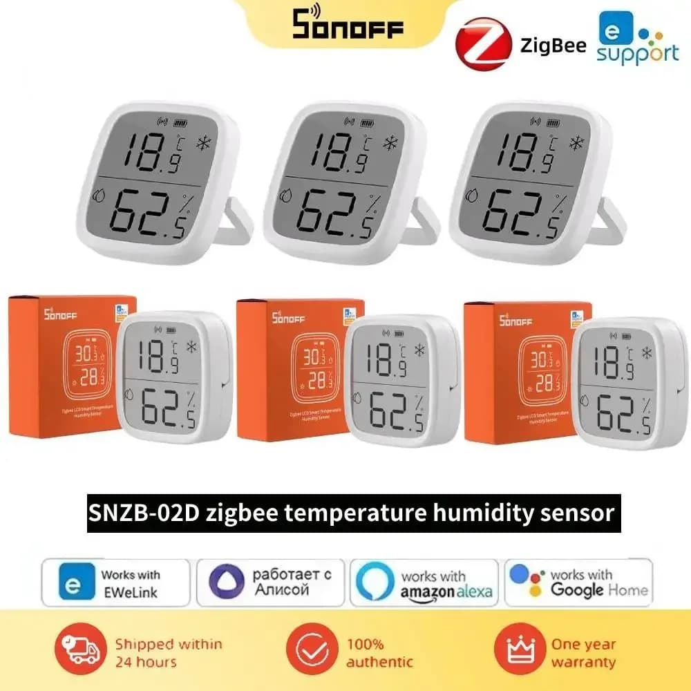 مستشعر SONOFF SNZB 02D زيجبي لدرجة الحرارة والرطوبة شاشة LCD مراقبة في الوقت الفعلي عبر Ewelink أليكسا جوجل هوم أسيستنت