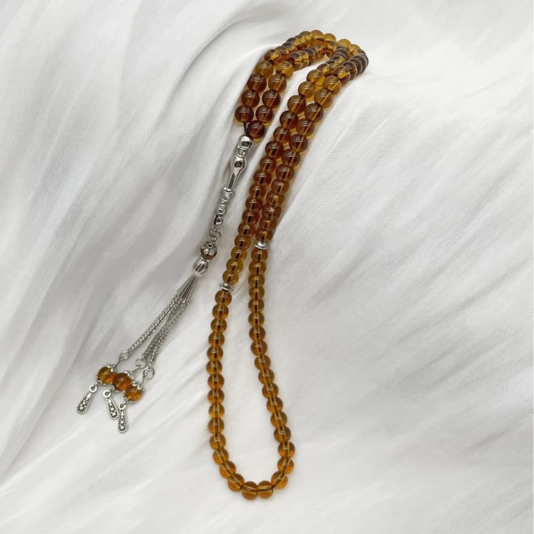 Handmade Glass Tasbih | Muslim Prayer Beads with Elegant Tassel | Daily Use Islamic Rosary & Fashion Spiritual Bracelet - 2