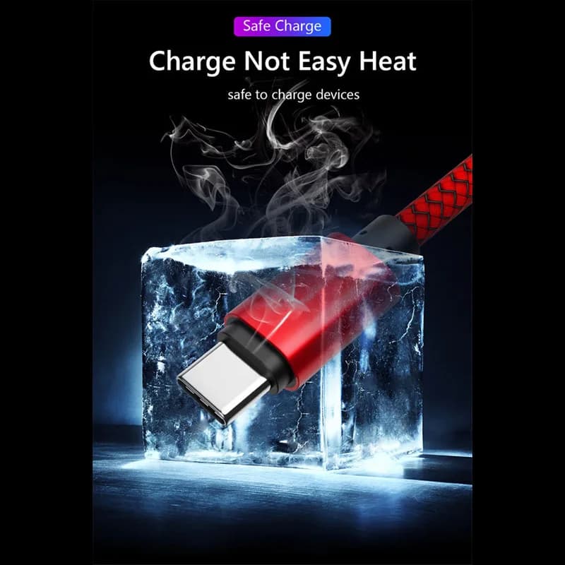 12 واط Usb A إلى نوع C كابل شحن النايلون مضفر كابل بيانات عالي السرعة لسامسونج هواوي Xiaomi أندرويد Usb C شحن سريع - 2