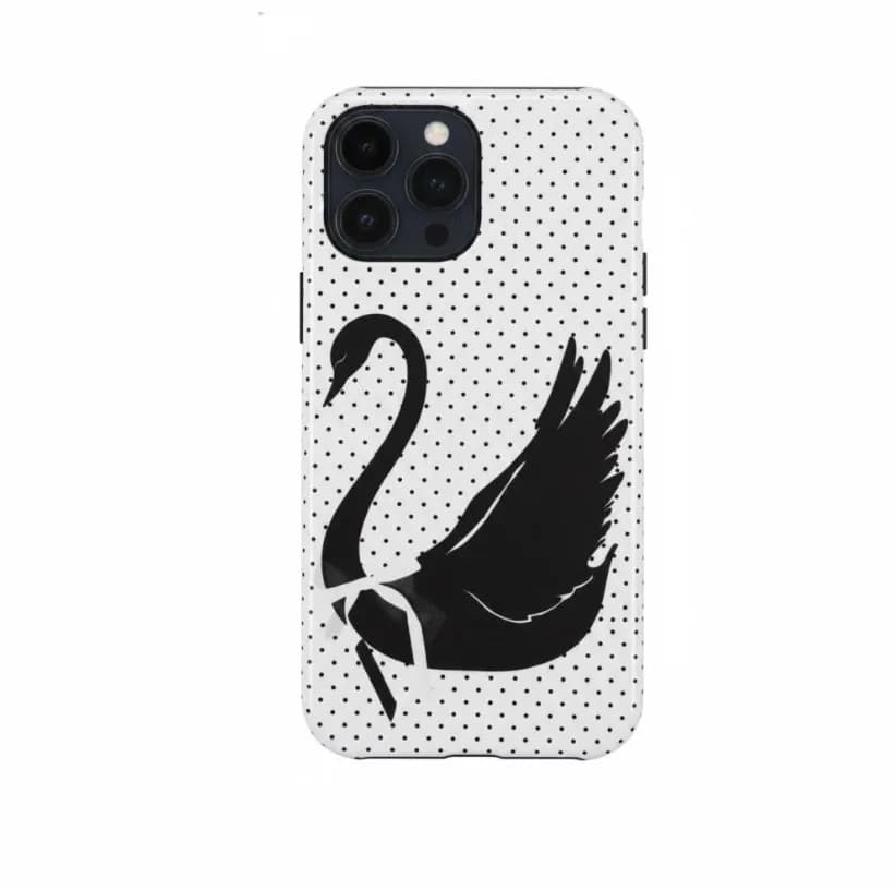 غطاء خلفي فاخر من Clmj لهاتف iPhone 17 16e 16 15 14 13 12 11 X XS XR XSMAX 7 8 Air Pro Max Plus، بتصميم بجعة لطيفة ومزدوج الطبقات - 6