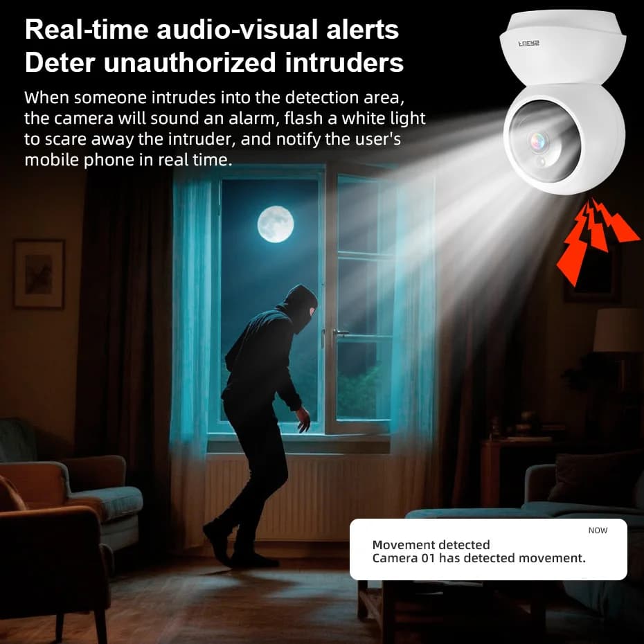 كاميرا Fuers بدقة 5 ميجابكسل بتقنية WiFi، Tuya الذكية للمنزل، داخلية لاسلكية، كاميرا مراقبة IP مع كشف الذكاء الاصطناعي وتتبع تلقائي، مراقبة أمنية للرضع - 5