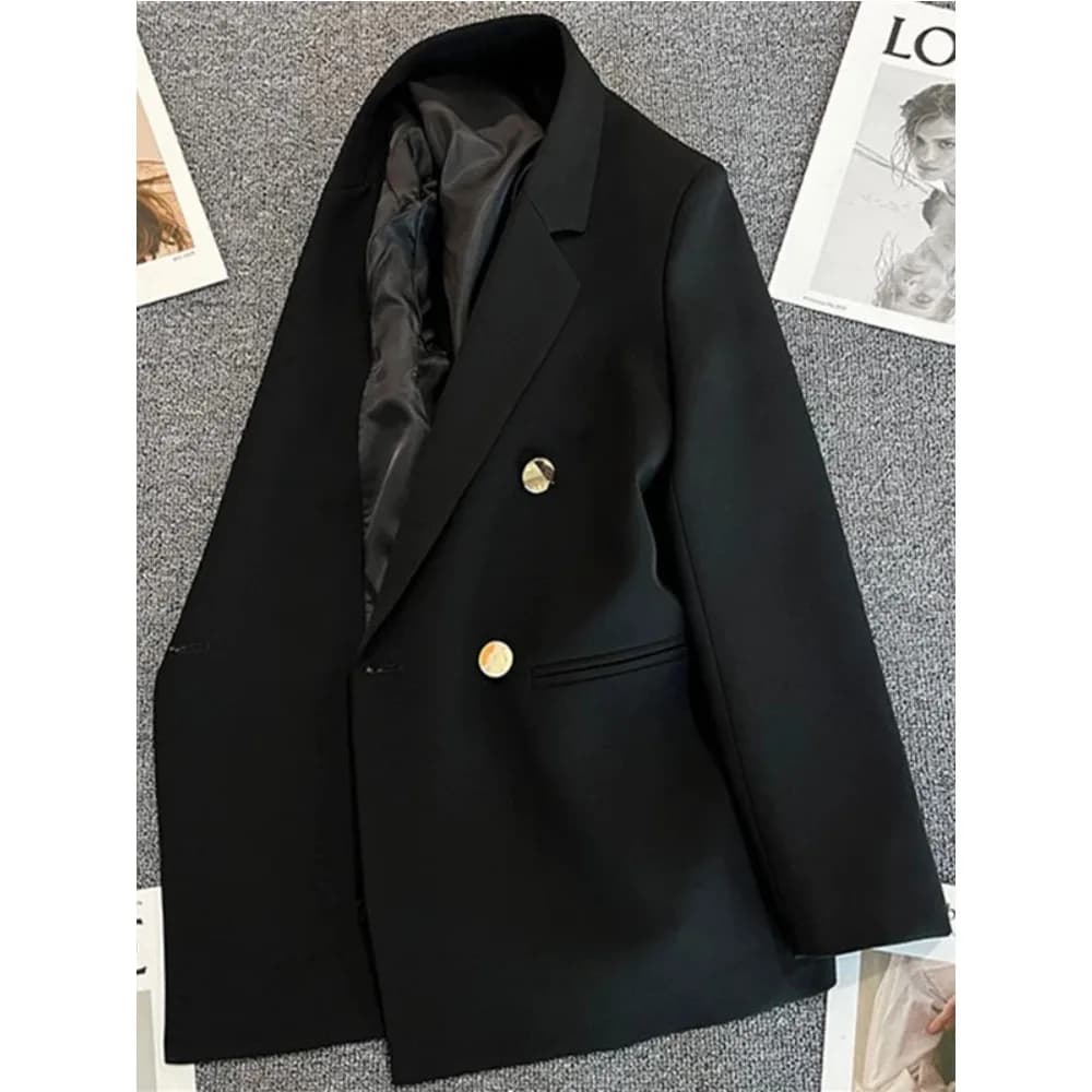Women Suit Blazer Elegant Coat 2025 Spring Autumn Fashion Korean Blazer Luxury Double Breasted Jacket Solid Ladies Tops Clothes - 3