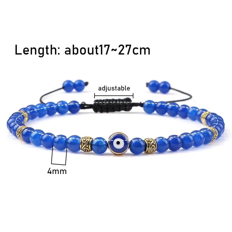 Lucky Evil Eye Bracelet Men Natural Stone 4mm Tiger Eye Lava Agates Beads Adjustable Braided Bracelets&Bangles Jewelry for Women - 6