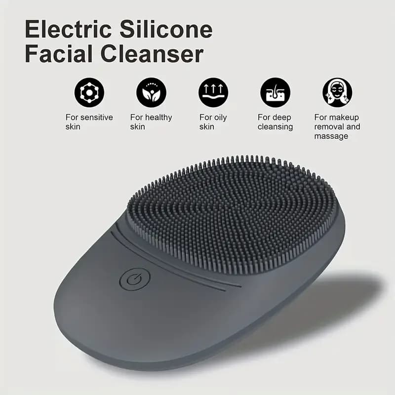 منظف وجه كهربائي من السيليكون الناعم، فرشاة تنظيف، فرشاة تنظيف وجه بالاهتزاز الصوتي، تنظيف عميق - 4
