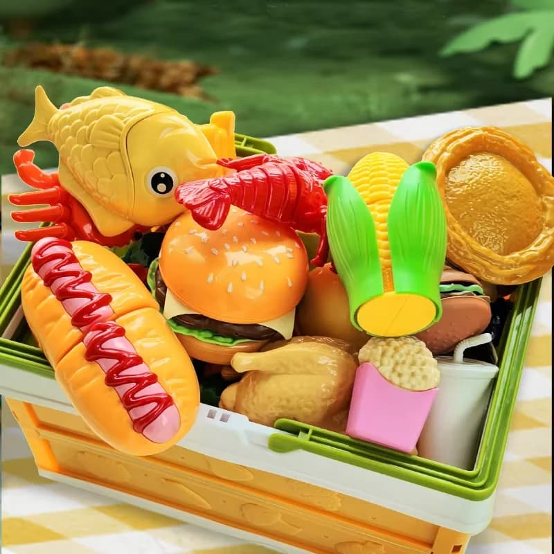 Children's Kitchen Toy Set Simulated Kitchen Cutting Cookware Simulated Fruits Cutting Toys Cooking Accessories for Kids Gift - 6