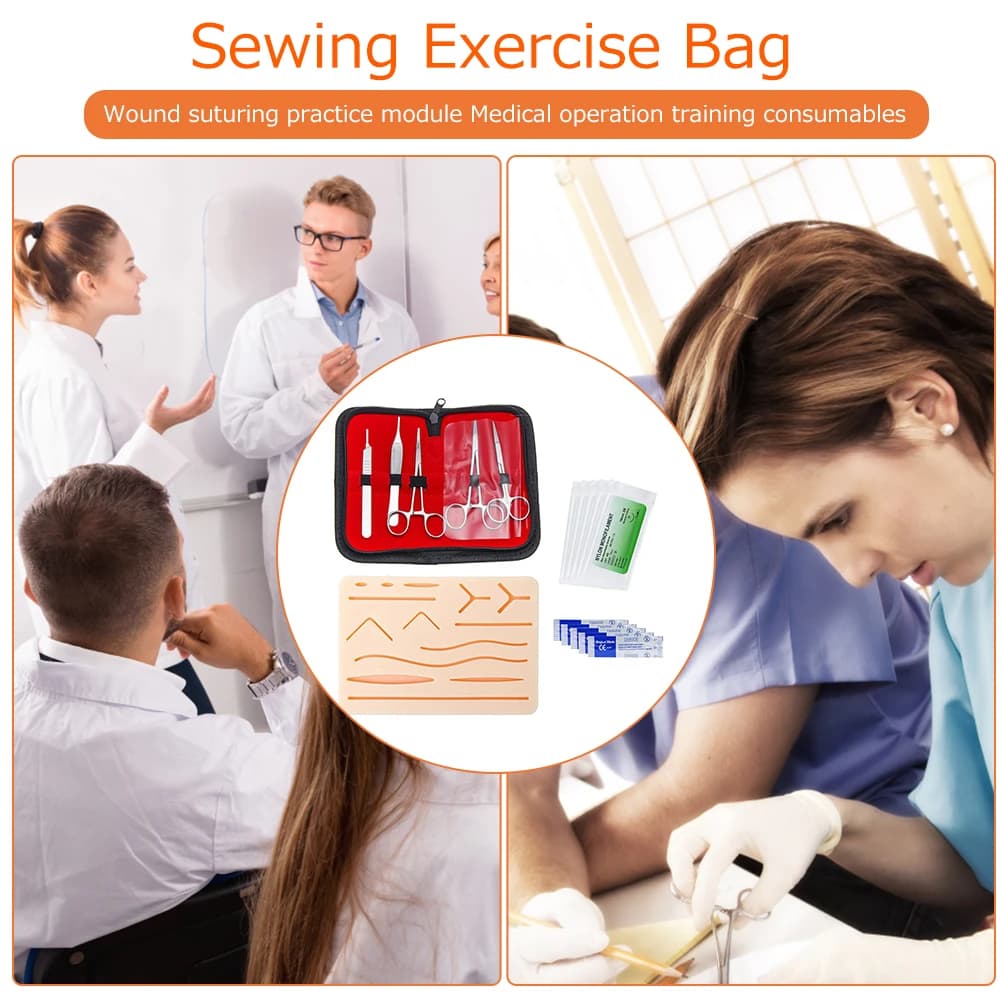 1-4Set Medical Students Suture Practice Kit Surgical Training with Skin Pad Model Tool Set Educational Teaching Equipment - 3