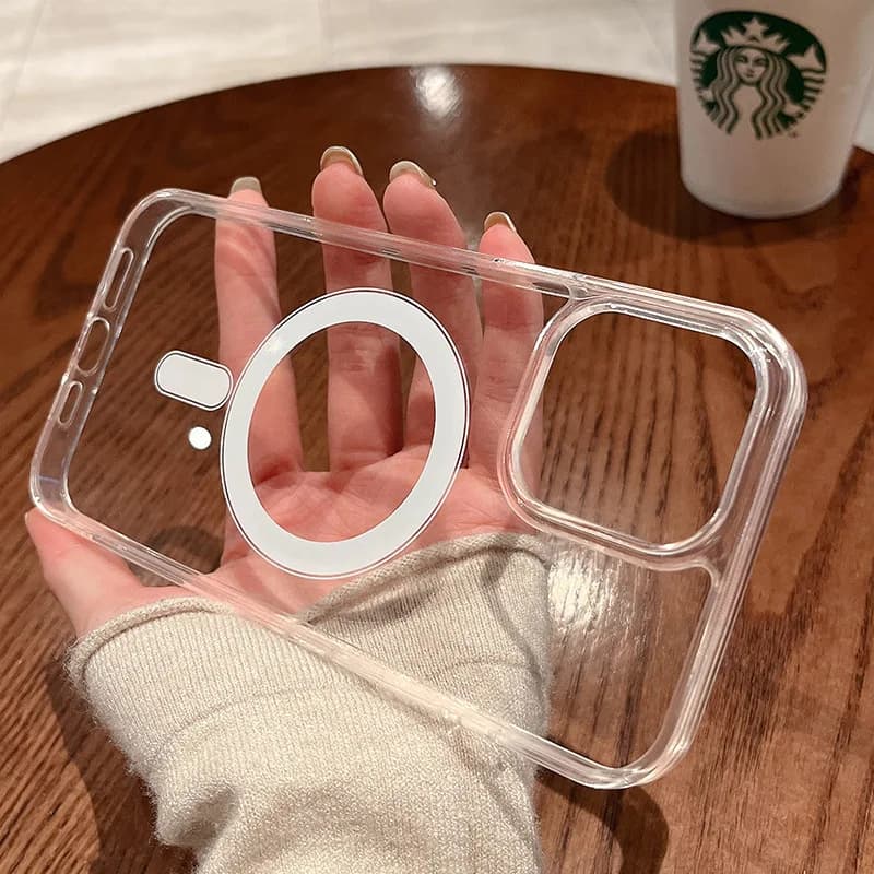 Magnetic Phone Case For iPhone 16 17 Pro Max 13 11 15 14 12 17 Air 17Promax Soft Silicone Transparent  Shockproof Funda Cover