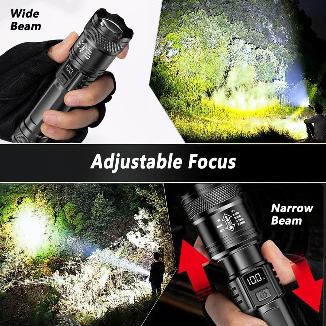 2000LM Ultra Bright P50 LED Flashlight Tactical EDC Emergency Spotlight Telescopic ZoomHandheld Torch  w/ 14500/18650 Battery - 2