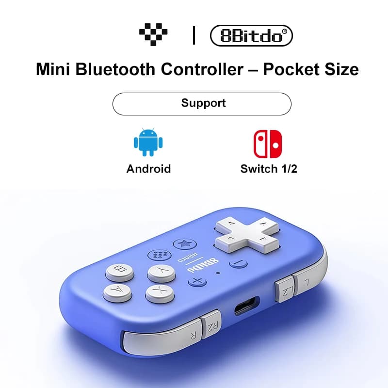 8Bitdo Micro Bluetooth Gamepad Pocket-sized Mini Controller for Switch1/2, Android,iOS,and Raspberry Pi, Supports Keyboard Mode