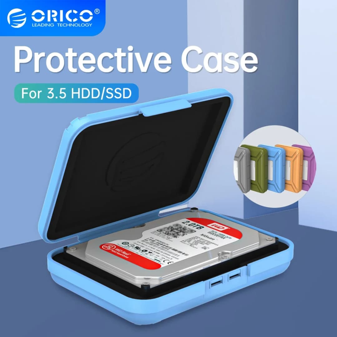 حقيبة وحافظة أقراص صلبة محمولة ORICO 3.5 بوصة مضادة للرطوبة لصندوق تخزين الأقراص الصلبة الأسود