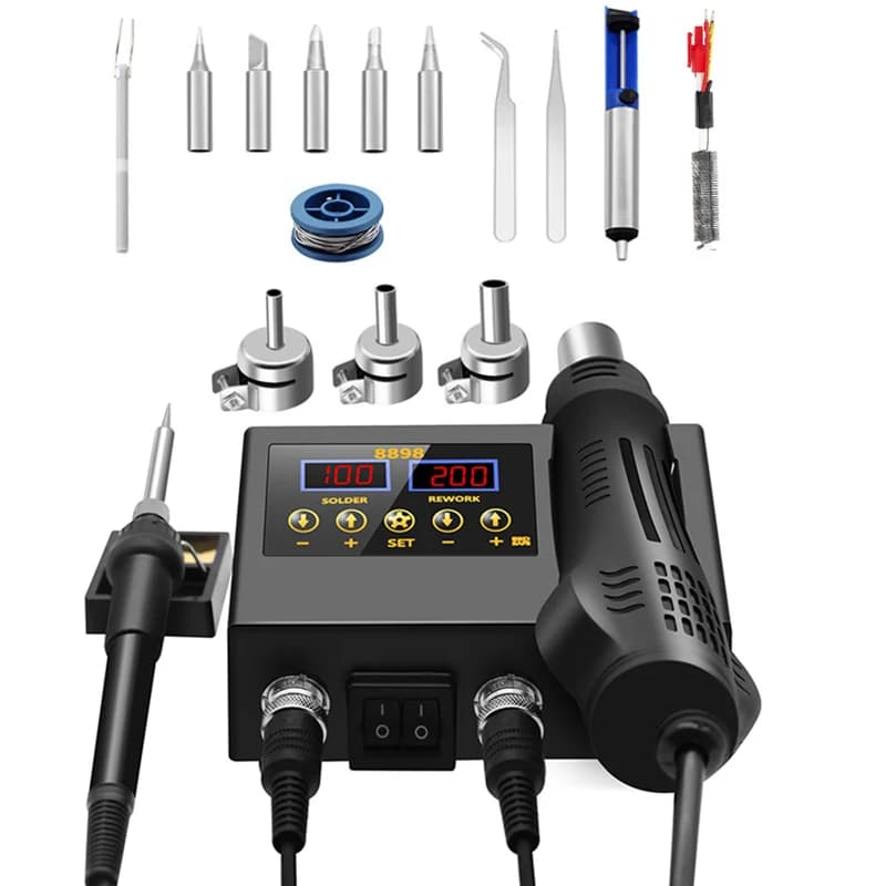 8898 Soldering Station Portable Digital Hot Air Gun BGA Rework Solder Station Hot Air Blower Heat Gun Desoldering VS 8586D 8586 - 2