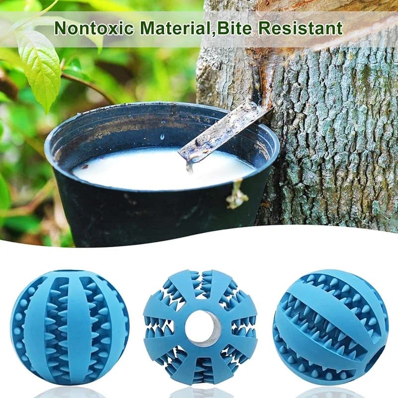 كرة توزيع مكافآت الكلاب - لعبة مضغ من المطاط الطبيعي لتنظيف الأسنان، لعبة تفاعلية مرنة لتخفيف الملل - 3