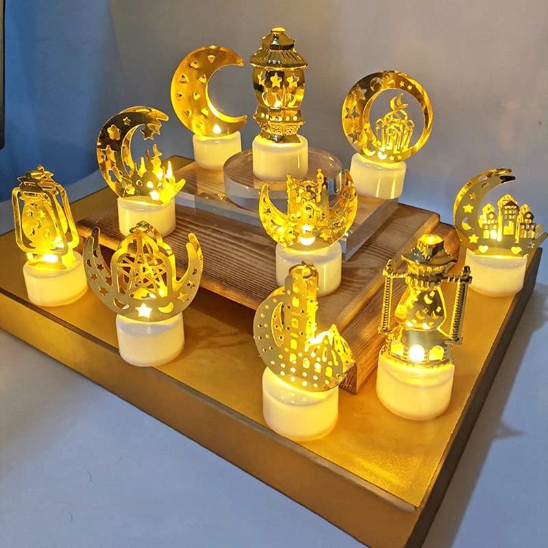 1/2/3PCS EID Mubarak LED Lights Moon Star Castle Ramadan Decoration Islam Muslim Festival Party Kareem Al Adha Home Decoration