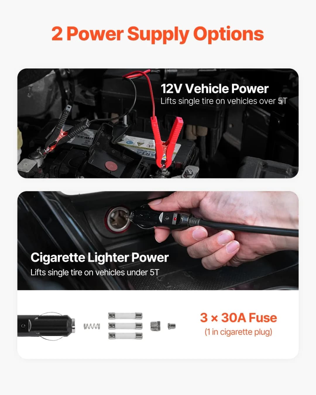 VEVOR 5T Electric Car Jack Electric Scissor Jack 12V Tire Changer with Electric Impact Wrench & LED Light for Sedan, SUV, Truck - 6