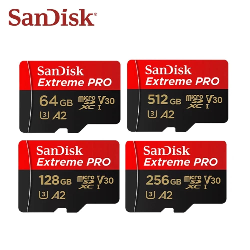 بطاقة ذاكرة SanDisk Micro SD بسعة 64 جيجابايت و128 جيجابايت و256 جيجابايت و512 جيجابايت و1 تيرابايت، فئة 10 UHS-1 V30 U3 4K MicroSDXC، بسرعة قصوى 200 ميجابايت/ثانية، بطاقة TF