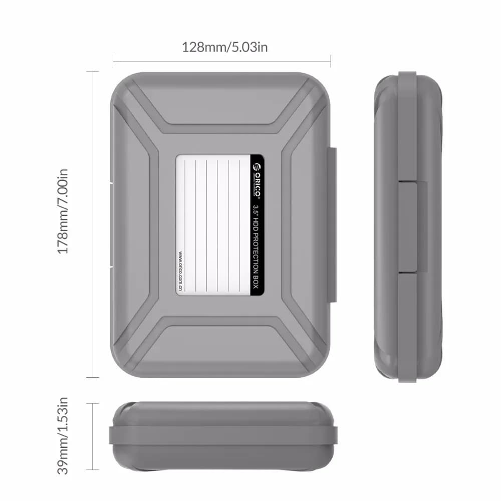 ORICO 3.5 Inch Portable Hard Drive Bags & Case HDD Protective Moisture-proof Storage Box for HDD Black Hard Drive Box - 6