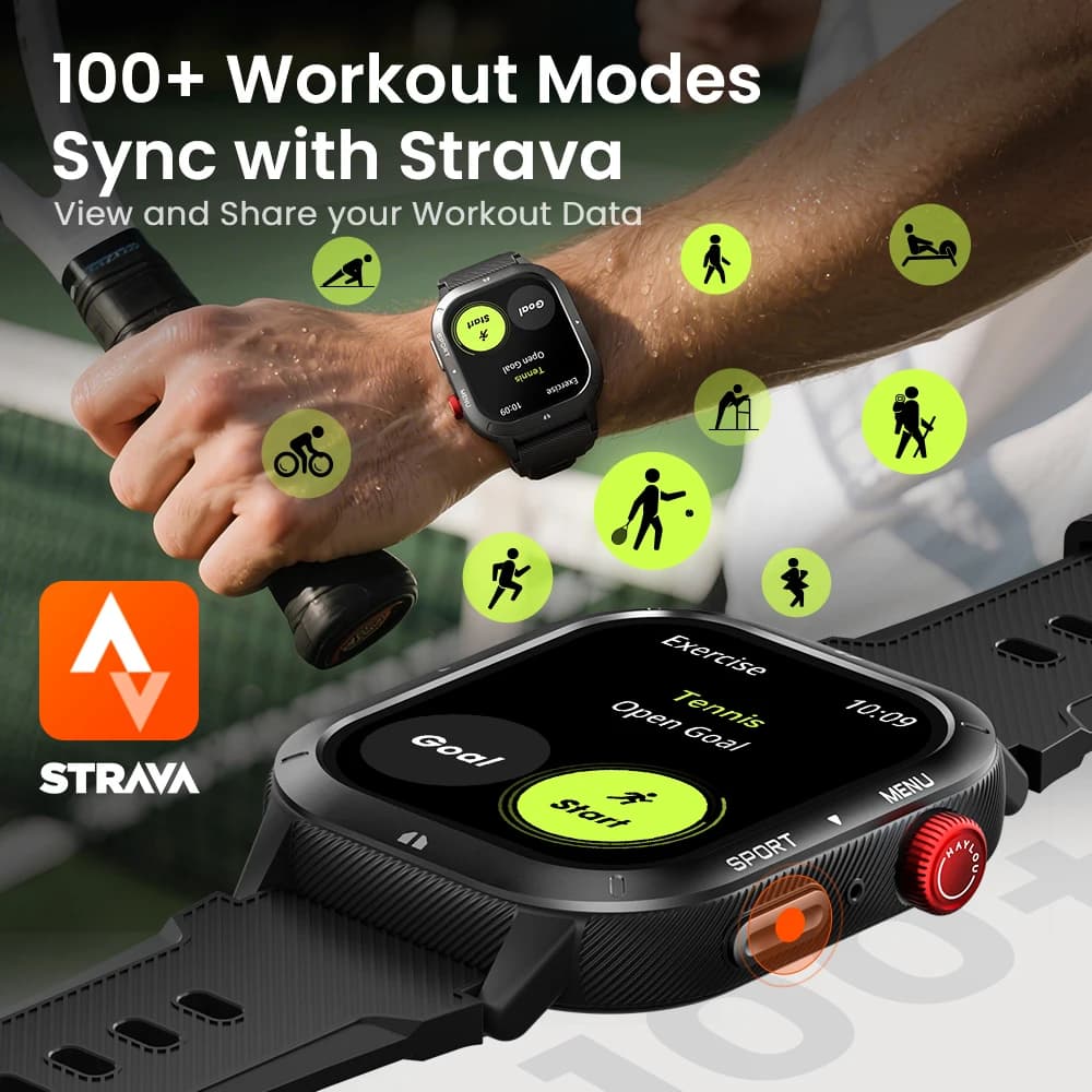 ساعة HAYLOU IRON NEO الذكية بشاشة 1.95 بوصة عالية الدقة مقاومة للماء حتى 3ATM مع مكالمات بلوتوث وبطارية تدوم 30 يومًا لساعات الرياضة الخارجية - 4