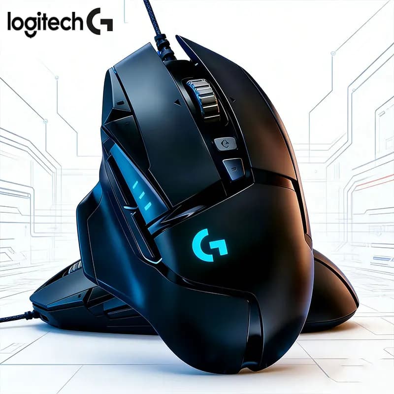 Genuine Logitech G502 HERO wired mouse, equipped with 11 programmable buttons, (1ms) 1000HZ rate, and 5 weight blocks - 6