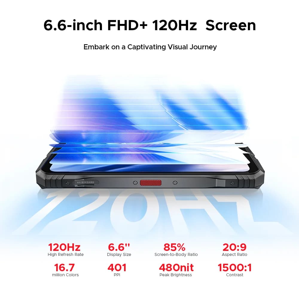 إصدار عالمي DOOGEE S118 Pro هاتف محمول متين 5G بمعالج Dimensity 7050 وبطارية 10800mAh وشاشة 6.6 بوصة FHD بمعدل تحديث 120Hz وذاكرة وصول عشوائي 8GB وسعة تخزين 512GB مع تقنية NFC - 4