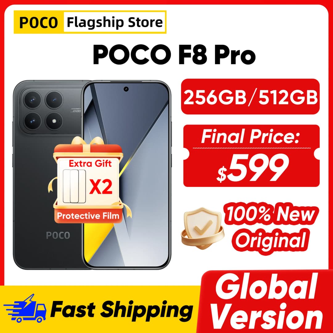هاتف POCO F8 Pro 5G، نسخة عالمية، معالج Snapdragon 8 Elite، شاشة AMOLED 6.59 بوصة، كاميرا 50 ميجابكسل، بطارية 6210 مللي أمبير، شحن سريع 100 واط