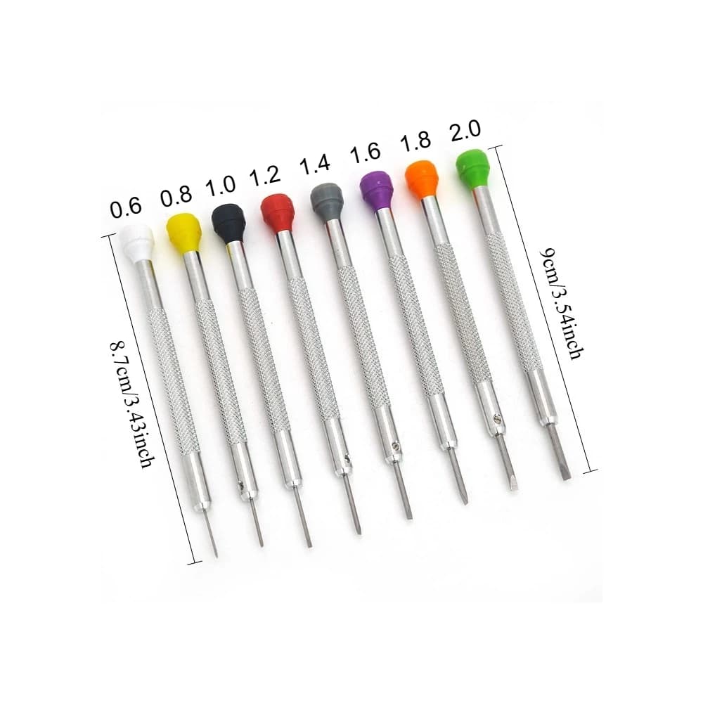 مجموعة مفكات صغيرة مسطحة للساعات 8 قطع لإصلاح وصيانة الساعات مفك دقيق لصانعي الساعات أدوات احترافية للساعات - 2