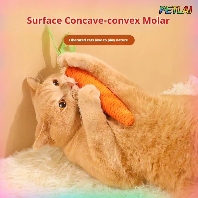 Cat Carrot toy teeth grinding toy Hemp rope Interactive Chew Proof pastime Teething Toy Cute Kitten Scratching Fun Entertainment - 3