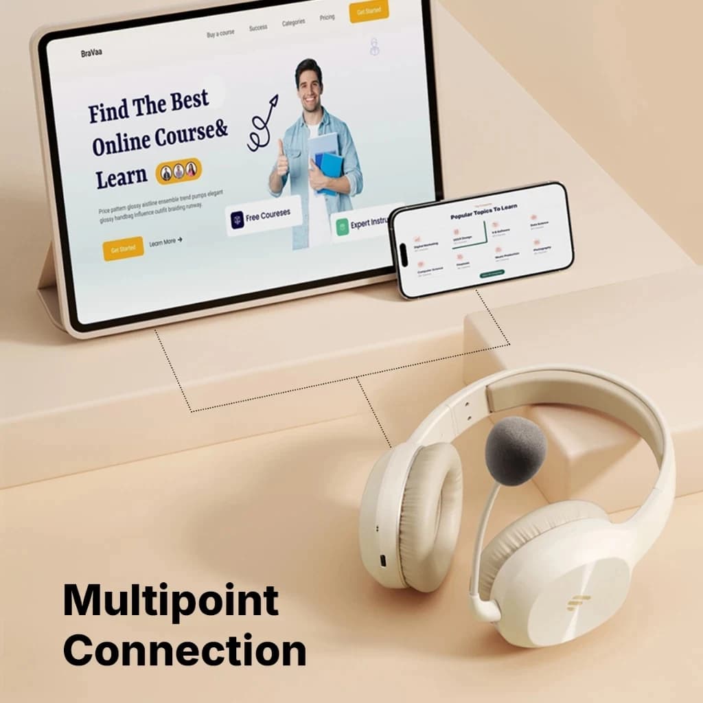 Edifier K750W Wireless Stereo Headset with Ajustable Boom Mic Bluetooth V5.4 Headphones Multipoint Connection 55H Playtime - 5