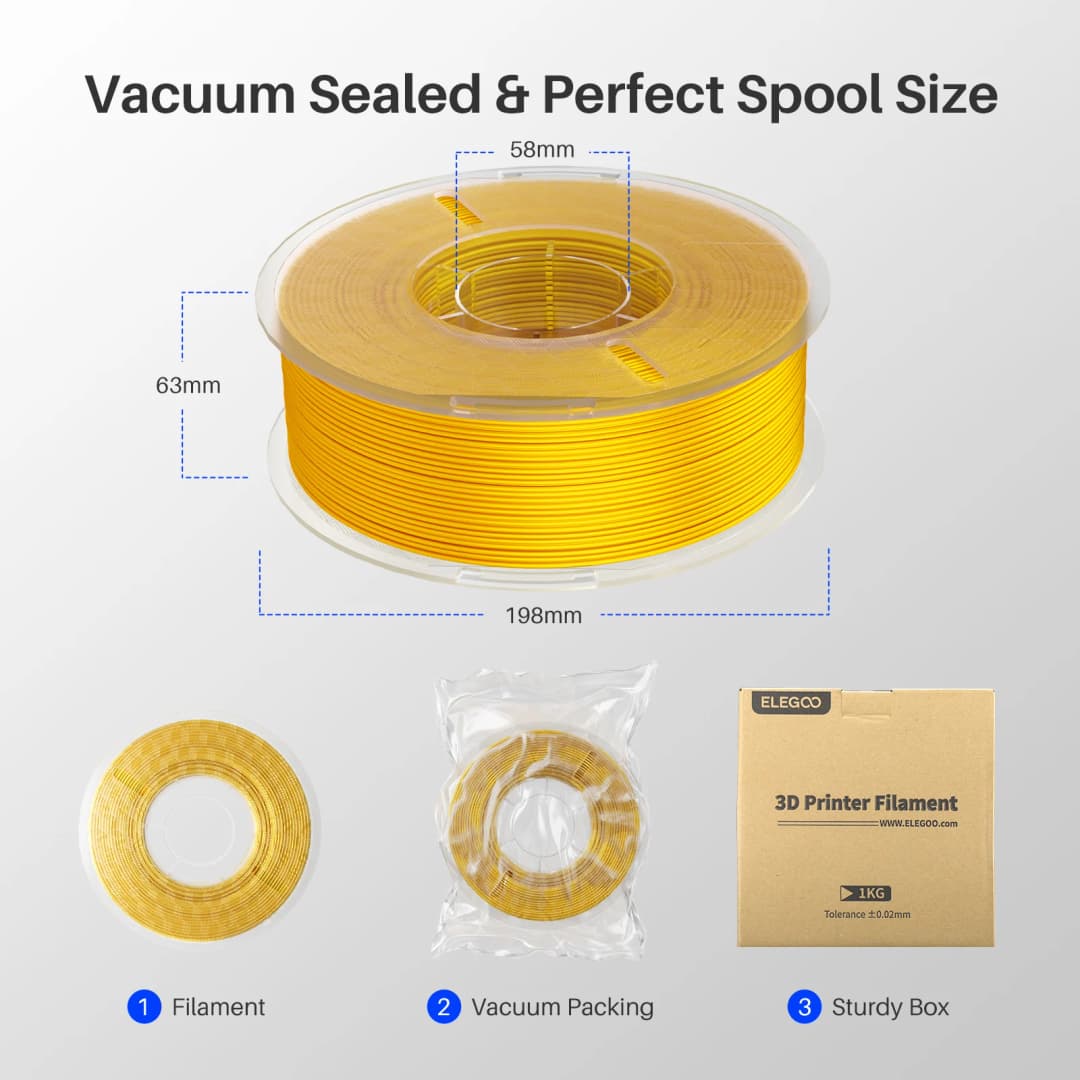 ELEGOO Silk PLA Filament 1.75mm 1KG,3D Printer Filament 1kg Gold Silver Fits for Most FDM 3D Printers - 6