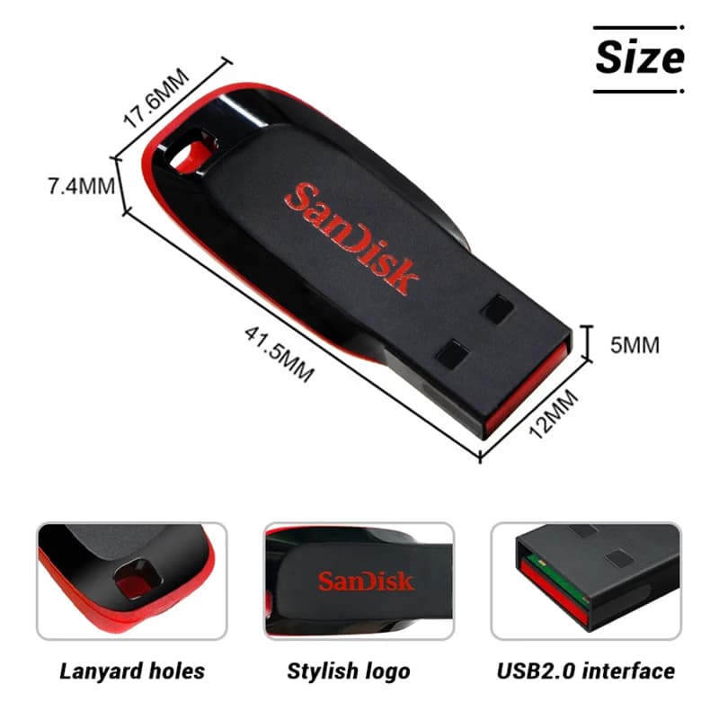 Original SanDisk Cruzer Blade USB Flash Drive 16GB 32GB Memory Stick 64GB 128GB Portable USB Storage Disk For Computer - 6