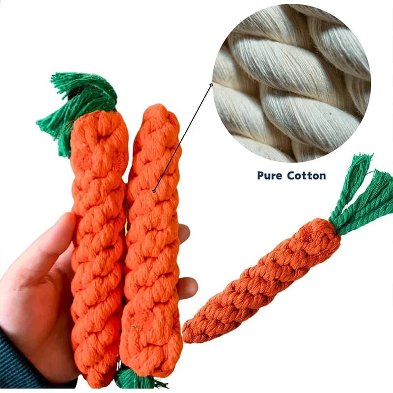 Carrot Dog Bite Rope Pet Dog Toy Safe Durable Braided Bite Dog Chew Toys Resistant Puppy Molar Cleaning Teeth Cotton Rope - 4