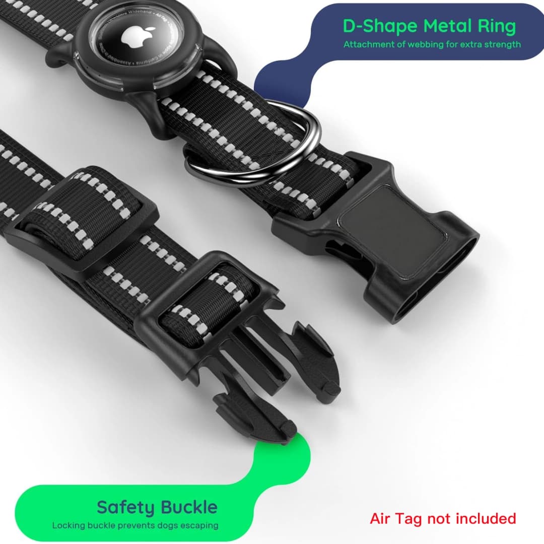 Waterproof Air Tag Dog Collar with AirTag Holder, Reflective Soft Padded & Safety Buckle, AirTag Pet Collar Adjustable for Dogs - 5