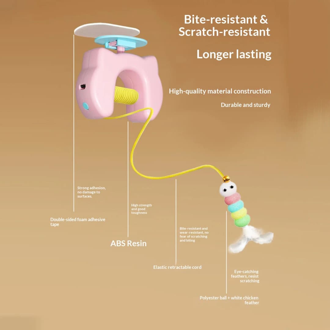 لعبة ريشة أرجوحة تلقائية للقطة لعبة ذكية معلقة على الباب مشاكس كهربائي للحيوانات الأليفة ترفيه ذاتي للقطط المنزلية - 3