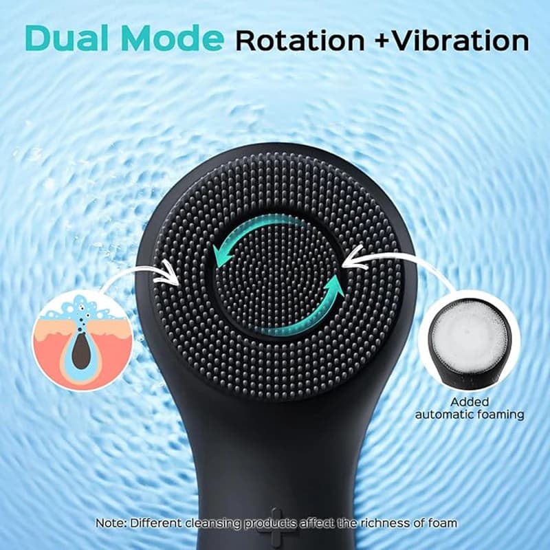 Facial silicone cleansing brush with dual rotation and vibration modes, facial vibration massage, USB charging facial brush - 4