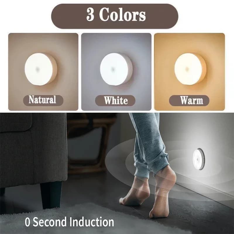 2~6 Pack Motion Sensor LED Night Light USB Rechargeable 3 Color Night Lamp Cabinet Wardrobe Lamp Staircase Wireless Closet Light - 5