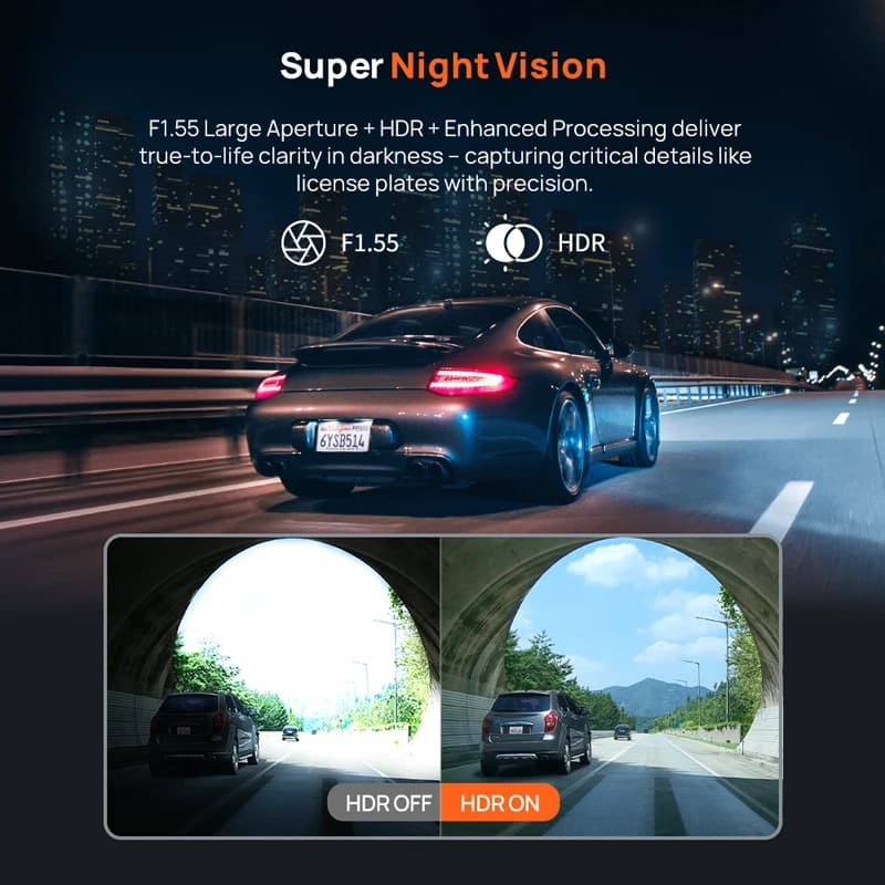 كاميرا سيارة جديدة 70mai A410 بدقة 2.5K HDR حقيقية، قناتين، مستشعر G، كشف الاصطدام، فتحة F1.55، رؤية ليلية فائقة، نظام تحديد المواقع GPS - 5