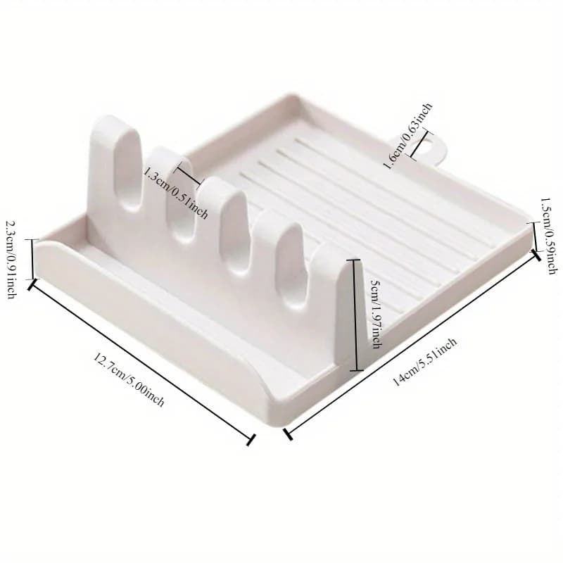 حامل ملاعق ومشابك ومجرفة، منظم رفوف للمطبخ، حامل عيدان صيني، وسادة ملاعق غير قابلة للانزلاق - 4