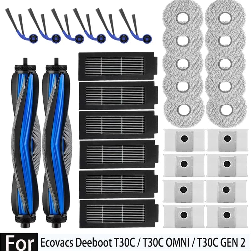 Ecovacs Deeboot T30C / T30C OMNI / T30C GEN 2 / T30C OMNI GEN 2, Debot N50 OMNI Parts Brush Filter Mop Cloth Dust Bag