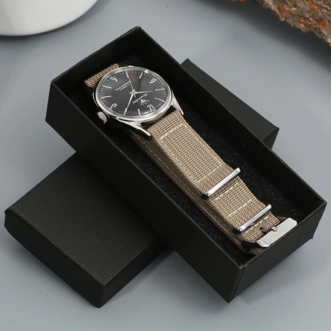 Shanghai Diamond Mechanical Watch Men's Manual Winding Watch 7120 Movement 38MM Stainless Steel Waterproof Men's Gift - 4