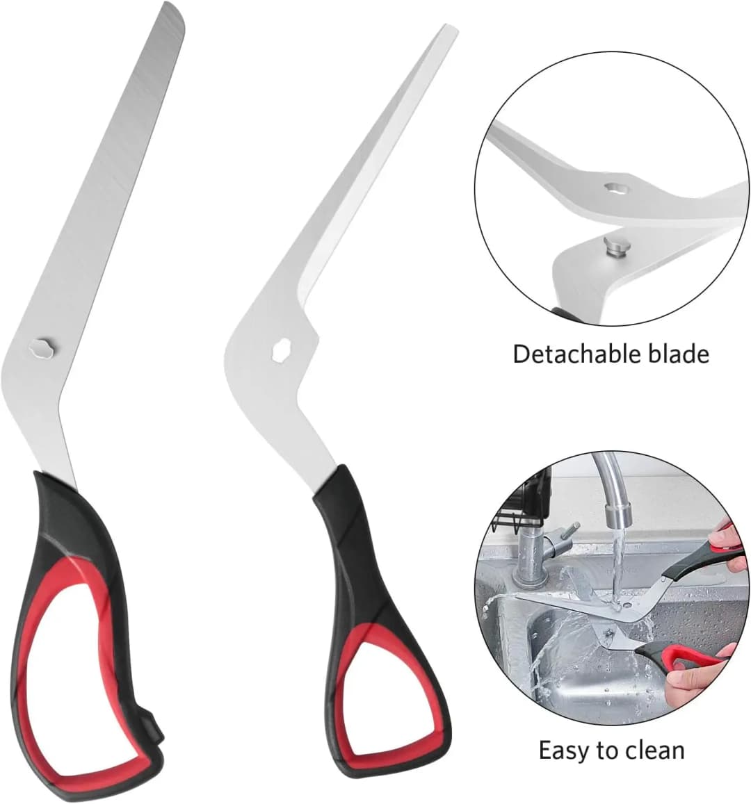 مقص بيتزا احترافي شفرة قابلة للفصل حادة من الفولاذ المقاوم للصدأ مقص قاطع بيتزا أدوات تقطيع سهلة ملعقة بيتزا - 4