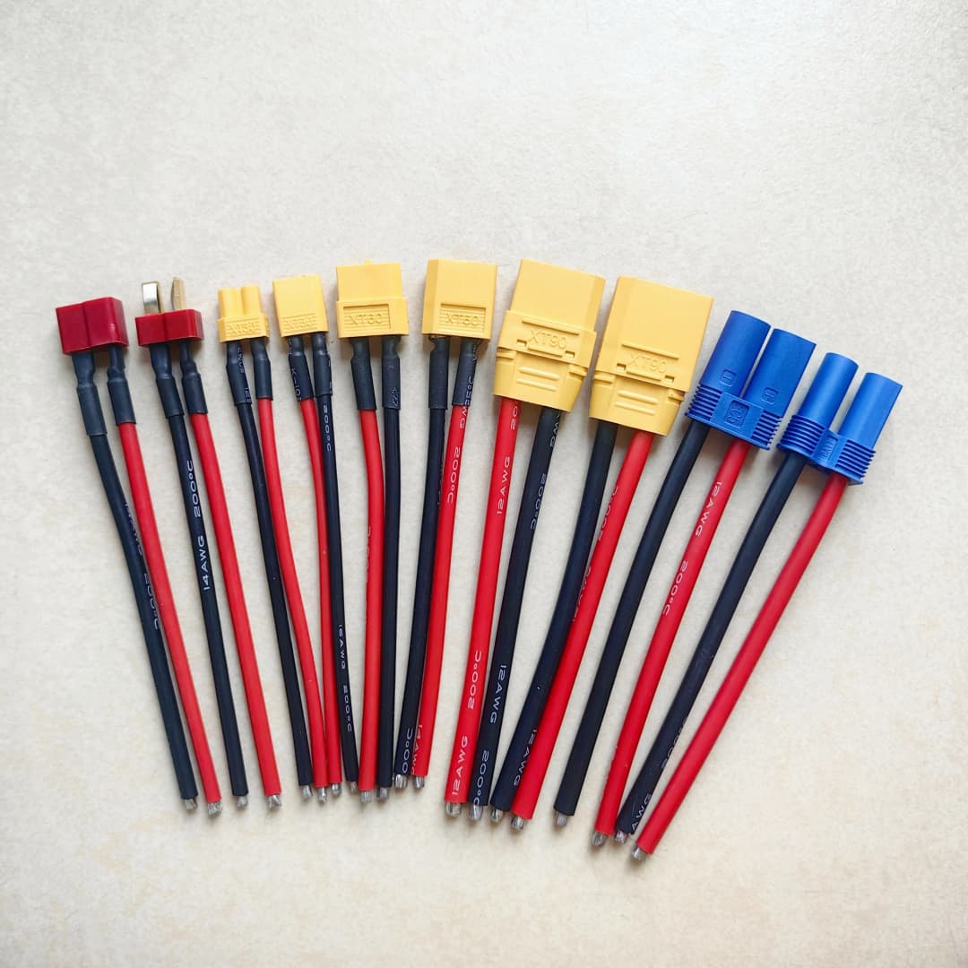 موصلات XT60 XT30 XT90 T، ذكر/أنثى، مع أسلاك سيليكون 100 مم 12/14/16AWG لكابلات بطاريات RC